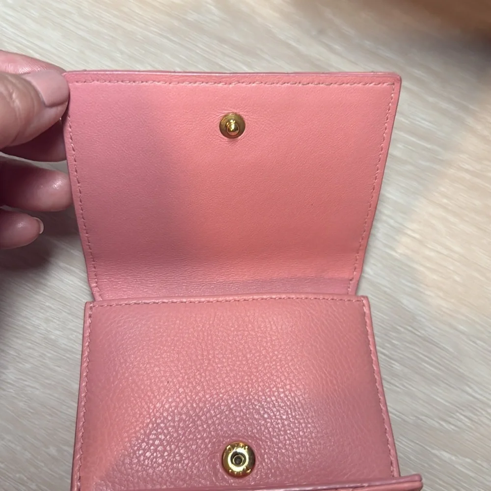DIOR CARO COMPACT TRIFOLD COMPACT WALLET, PINK CALFSKIN LEATHER - Picture 12 of 14